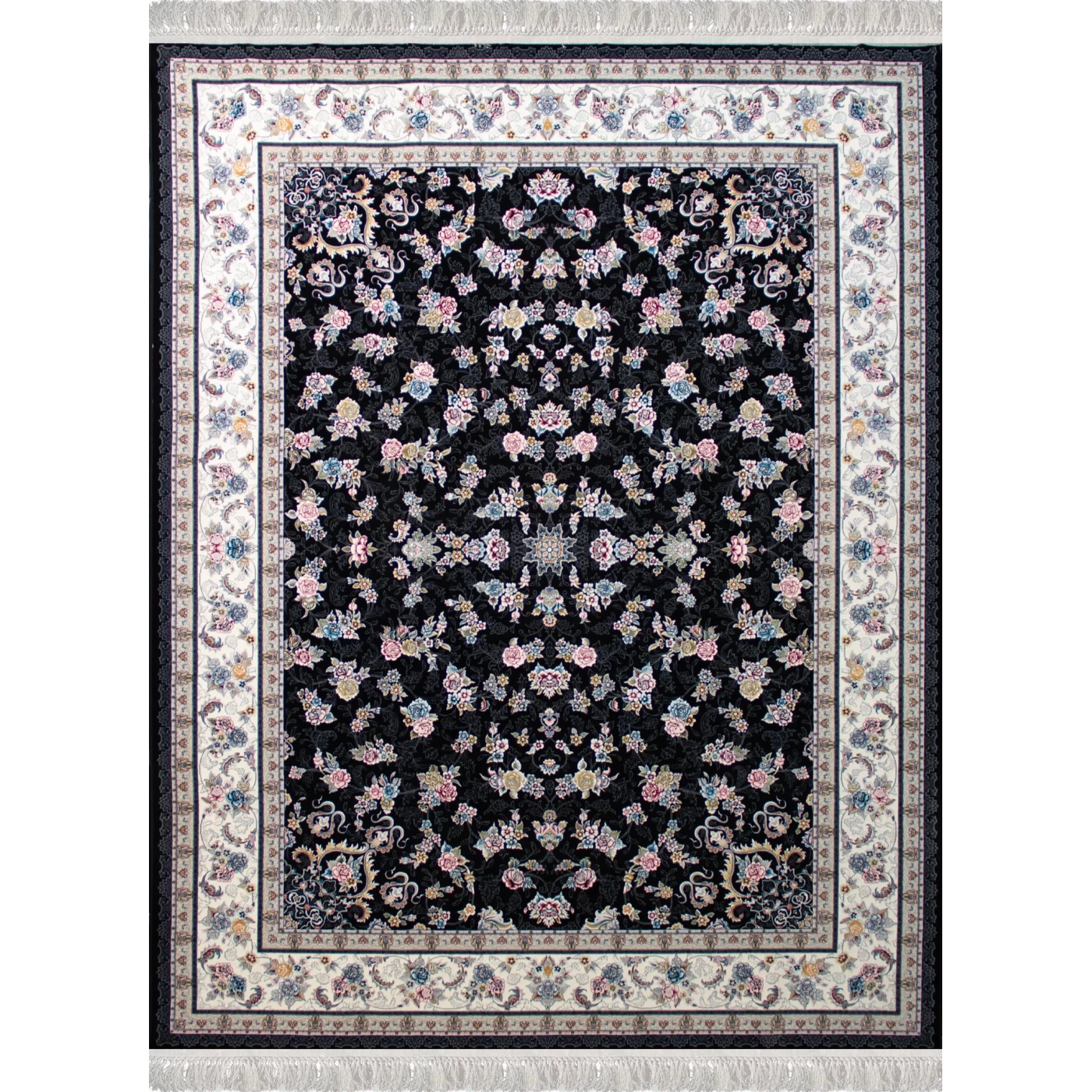 فرش ماشینی 700 شانه تراکم 2550 طرح گیلدا سرمه ای