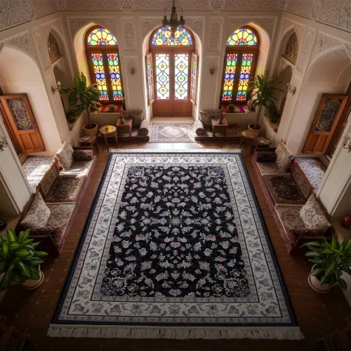 فرش ماشینی ۷۰۰ شانه تراکم ۲۵۵۰ طرح گیلدا سرمه‌ ای