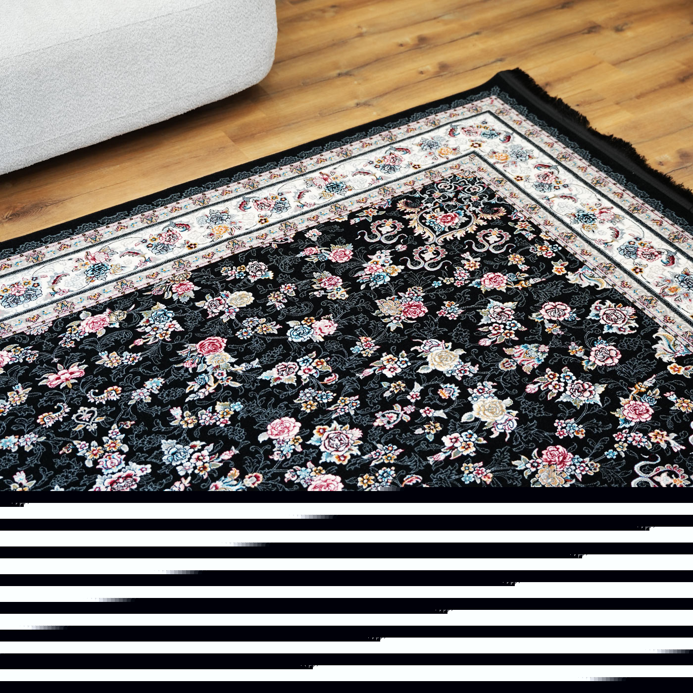 فرش ماشینی 700 شانه تراکم 2550 طرح گیلدا سرمه ای