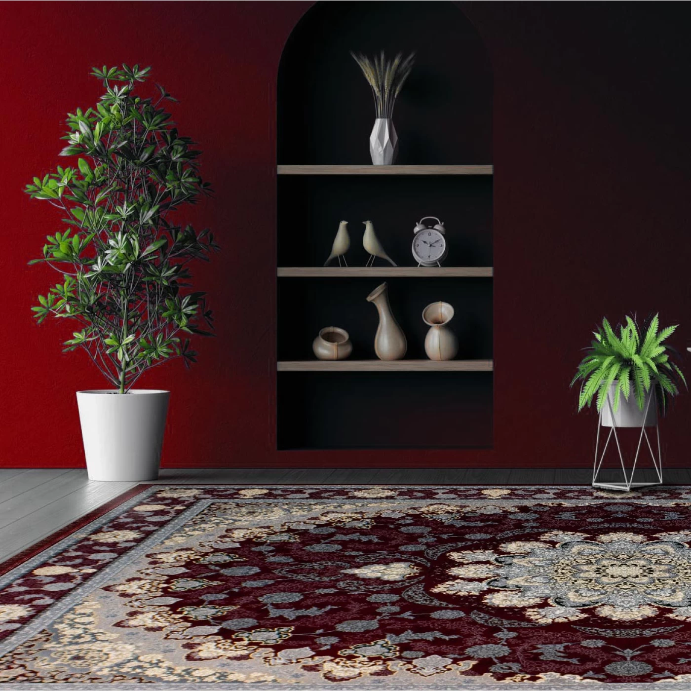 فرش ماشینی 700 شانه تراکم 2550 طرح گلرخ روناسی