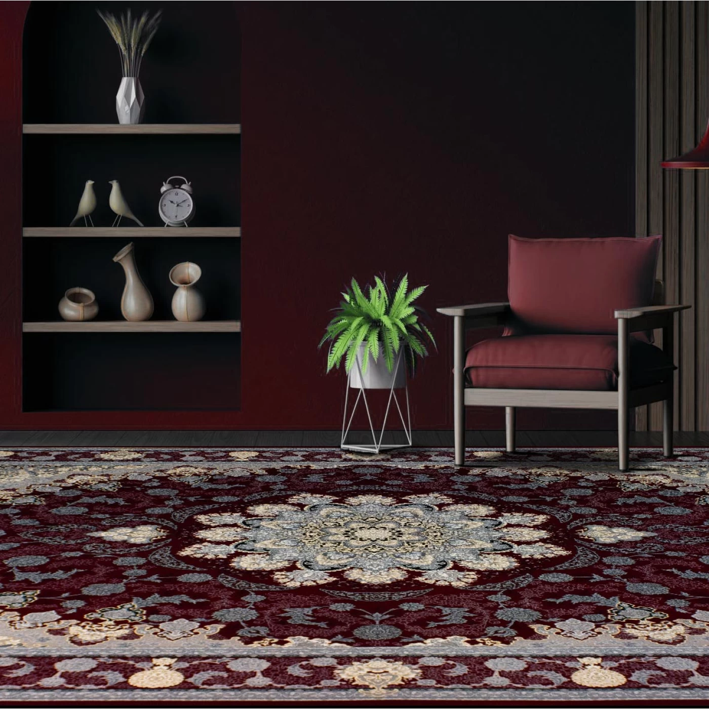 فرش ماشینی 700 شانه تراکم 2550 طرح گلرخ روناسی