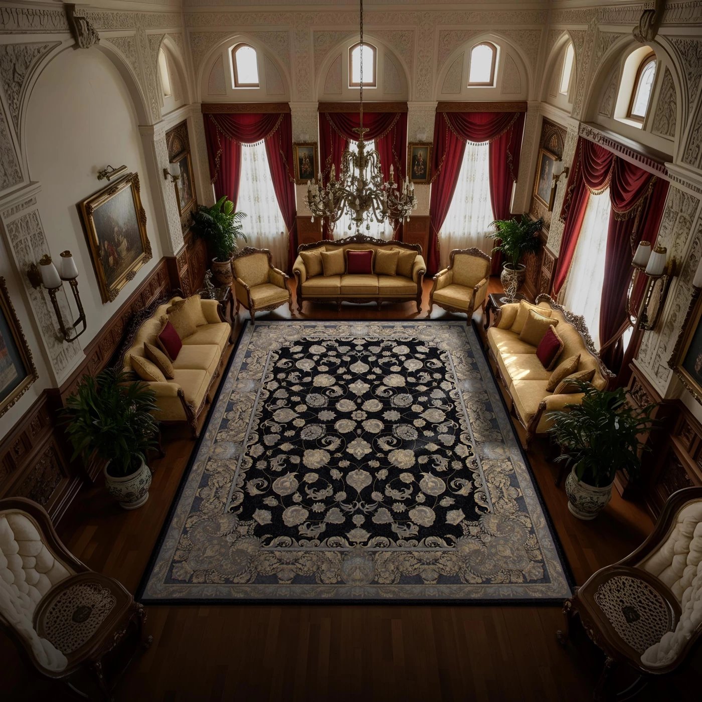 فرش ماشینی 700 شانه تراکم 2550 طرح همتا سرمه ای