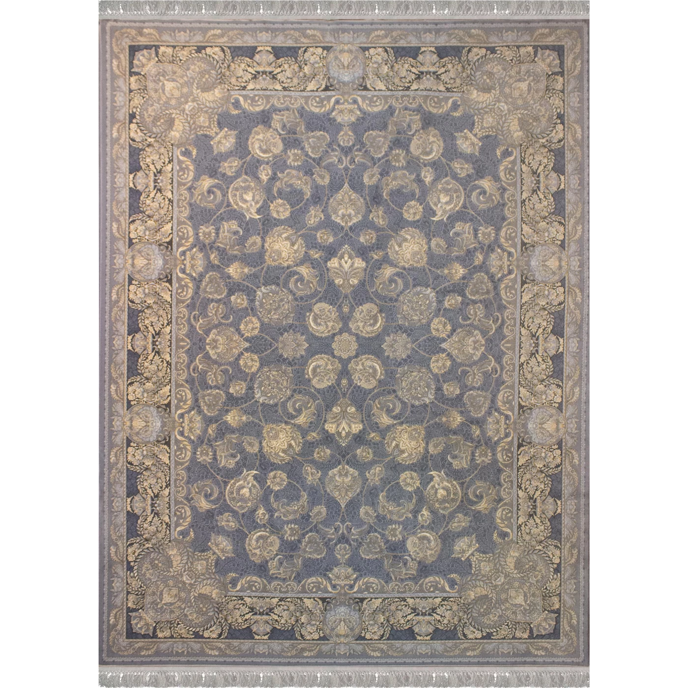 فرش ماشینی 700 شانه تراکم 2550 طرح همتا نقره ای