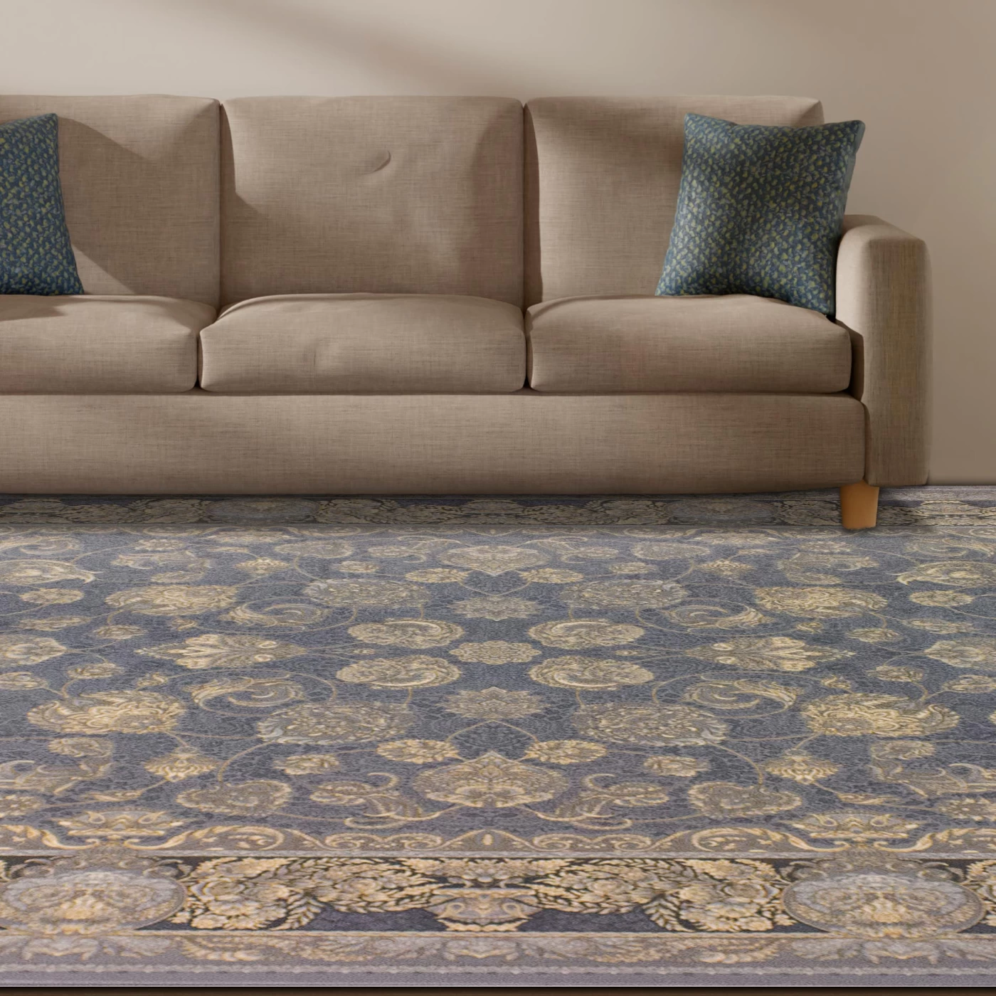 فرش ماشینی 700 شانه تراکم 2550 طرح همتا نقره ای