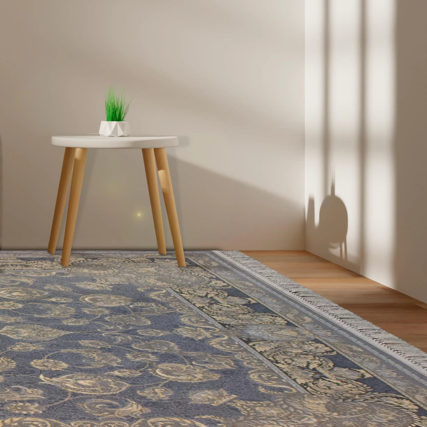 فرش ماشینی 700 شانه تراکم 2550 طرح همتا نقره ای