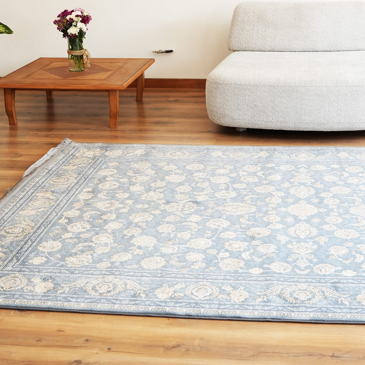 فرش ماشینی 700 شانه تراکم 2550 طرح هلیا دودی