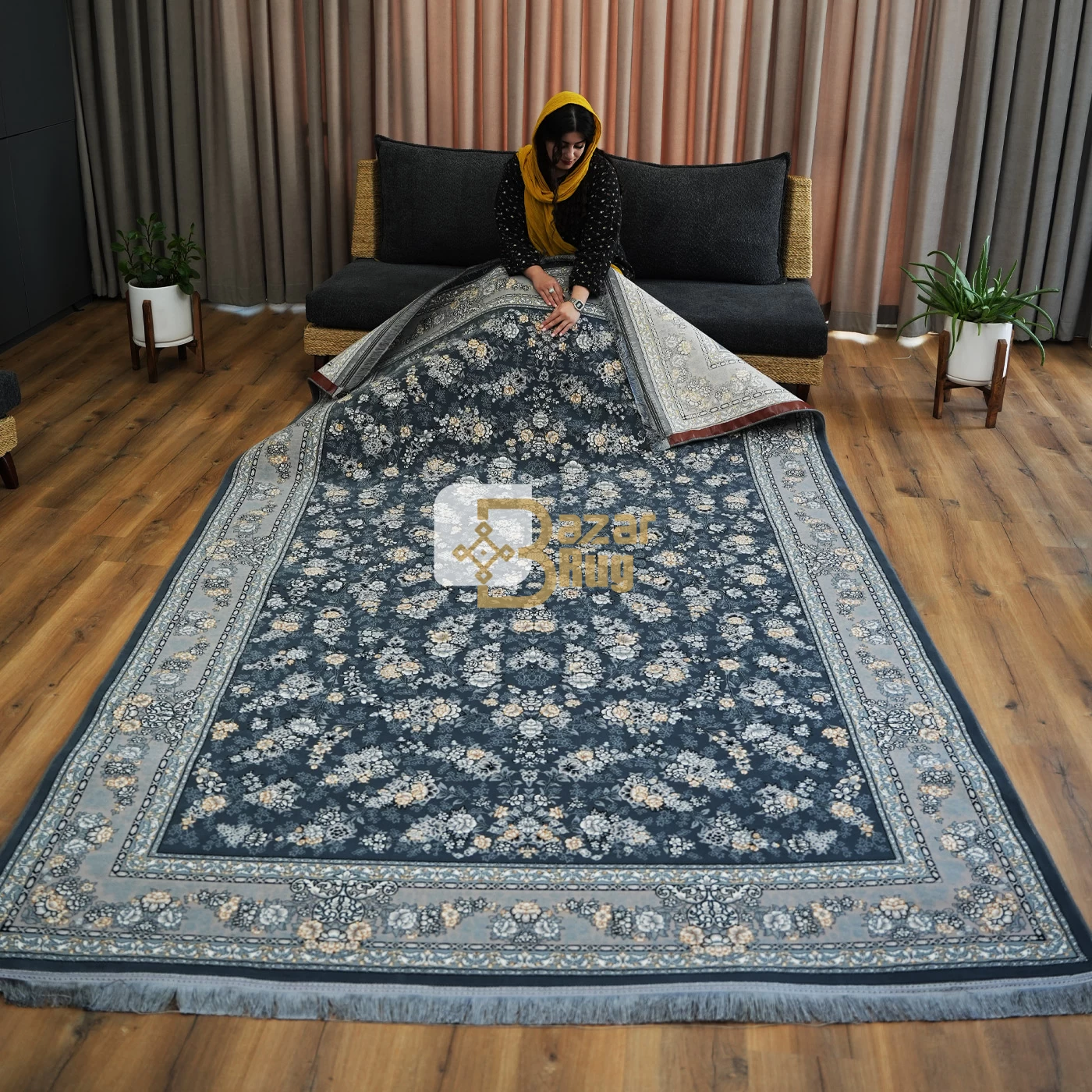 فرش ماشینی ۷۰۰ شانه تراکم ۲۵۵۰ طرح ژینا دودی