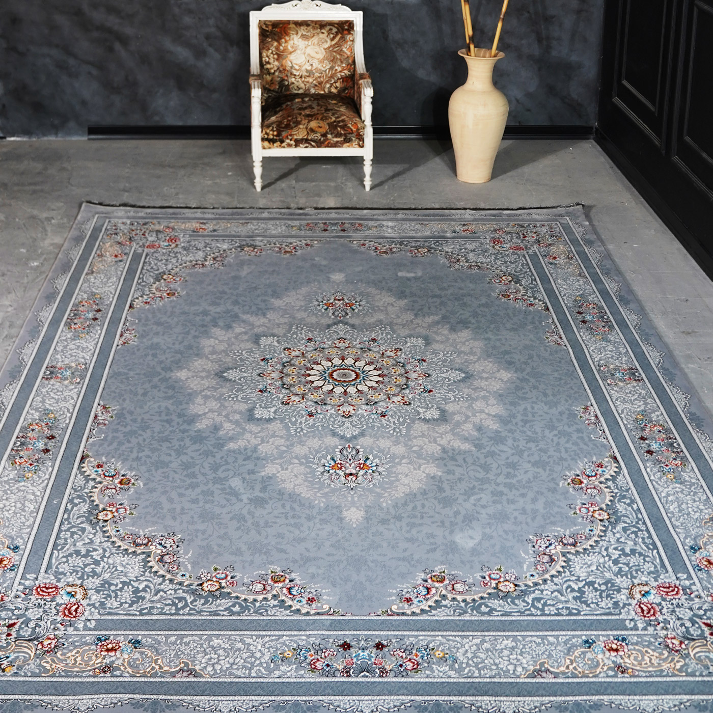 فرش ماشینی 700 شانه تراکم 2550 طرح کاریا دودی