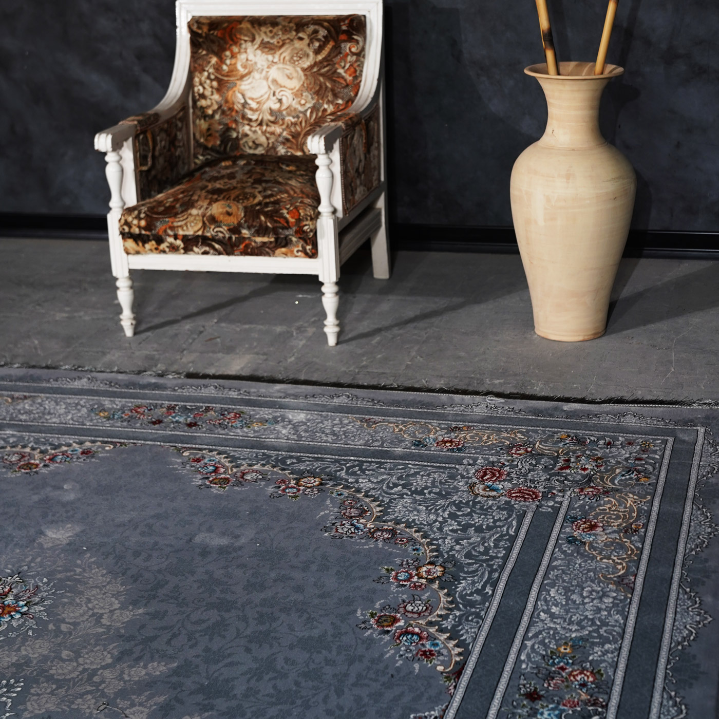 فرش ماشینی 700 شانه تراکم 2550 طرح کاریا دودی