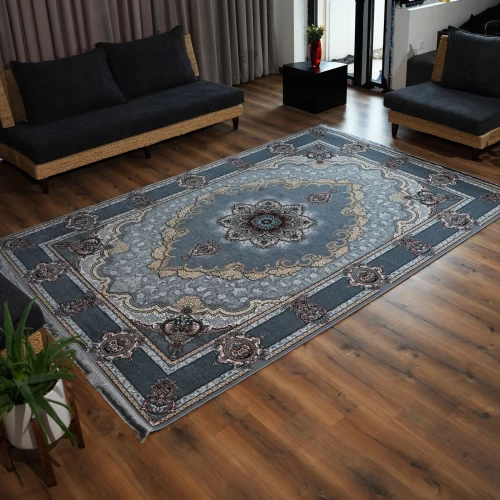 فرش ماشینی 700 شانه تراکم 2550 طرح کرشمه دودی