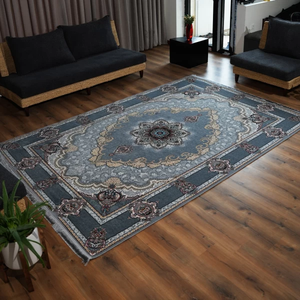 فرش ماشینی 700 شانه تراکم 2550 طرح کرشمه دودی