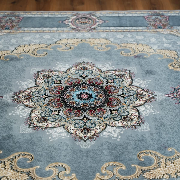 فرش ماشینی 700 شانه تراکم 2550 طرح کرشمه دودی