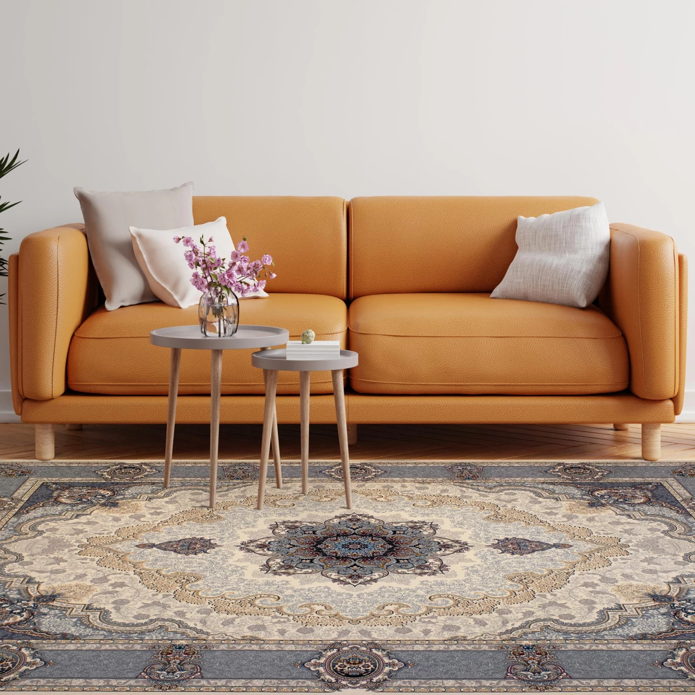 فرش ماشینی 700 شانه تراکم 2550 طرح کرشمه کرم