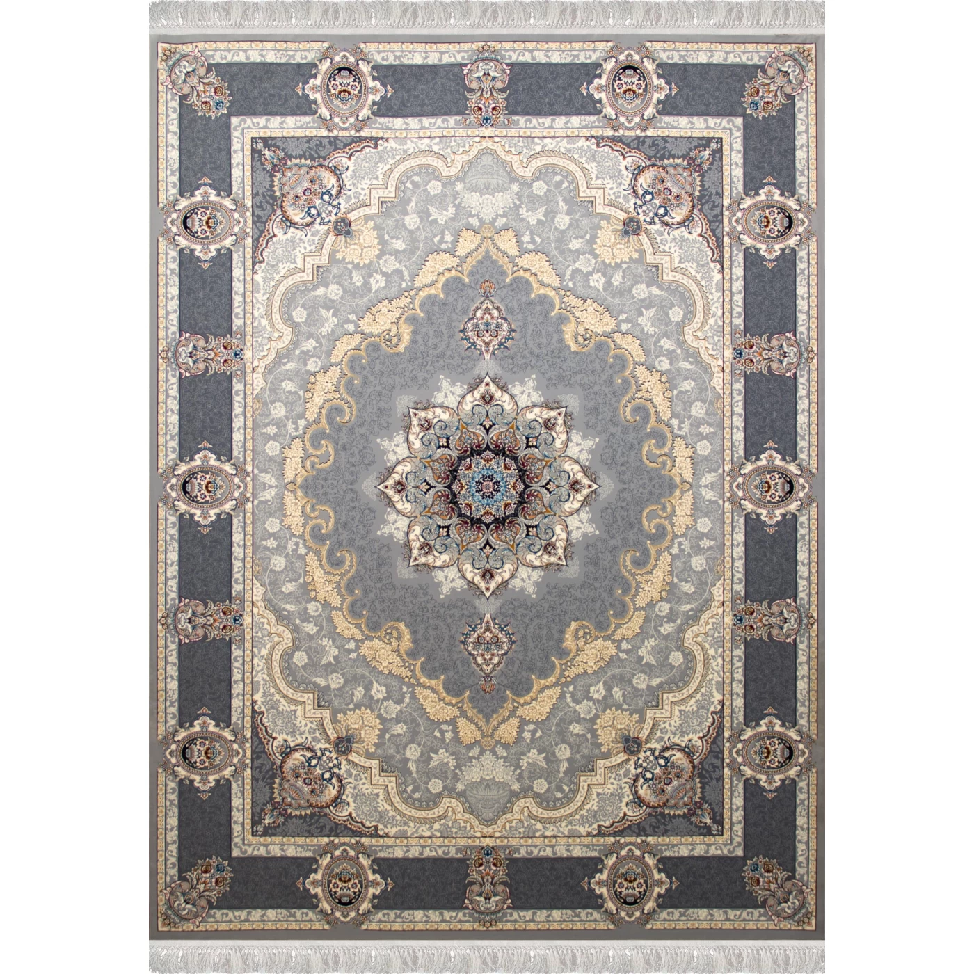 فرش ماشینی 700 شانه تراکم 2550 طرح کرشمه نقره ای