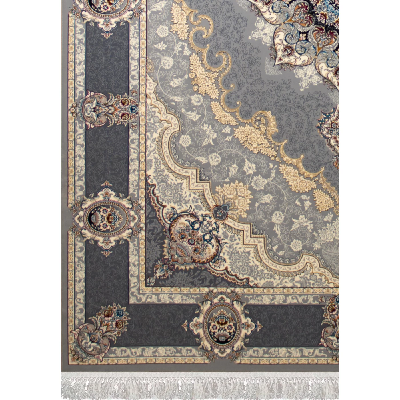 فرش ماشینی 700 شانه تراکم 2550 طرح کرشمه نقره ای