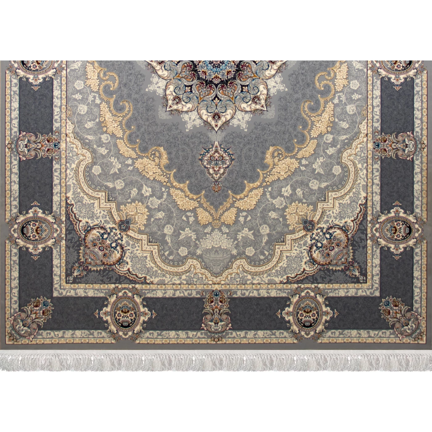 فرش ماشینی 700 شانه تراکم 2550 طرح کرشمه نقره ای