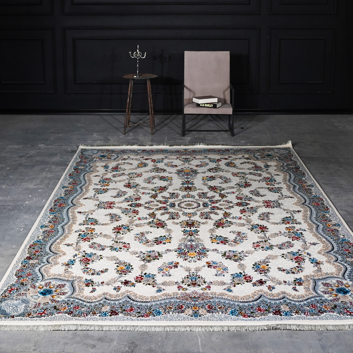 فرش ماشینی 700 شانه تراکم 2550 طرح لاویا کرم