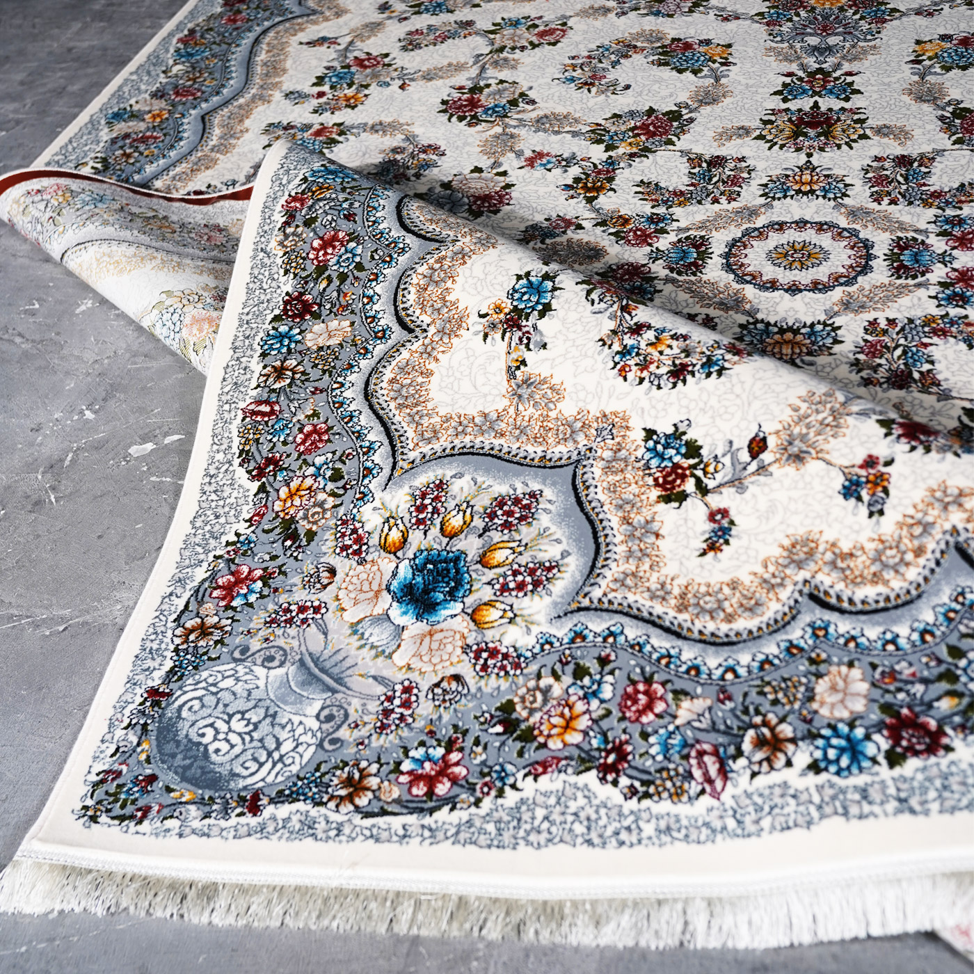 فرش ماشینی 700 شانه تراکم 2550 طرح لاویا کرم