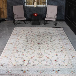 فرش ماشینی 700 شانه تراکم 2550 طرح لاویا سیلور - بازارفرش - فرش 700 شانه