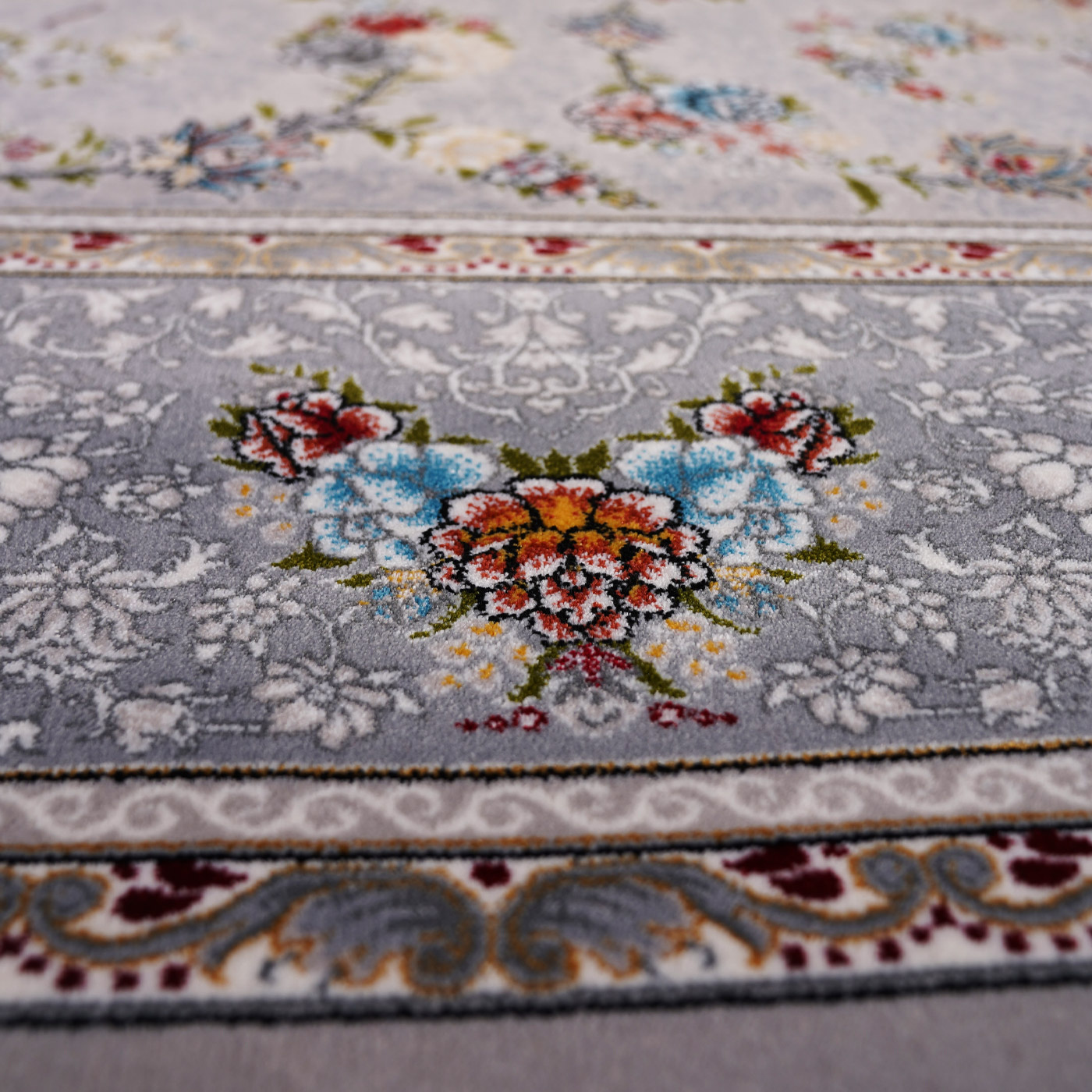 فرش ماشینی 700 شانه تراکم 2550 طرح لاویا سیلور