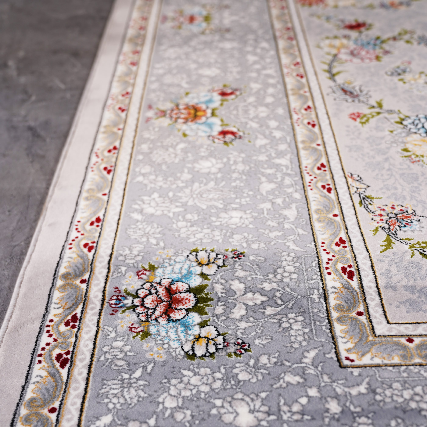 فرش ماشینی 700 شانه تراکم 2550 طرح لاویا سیلور