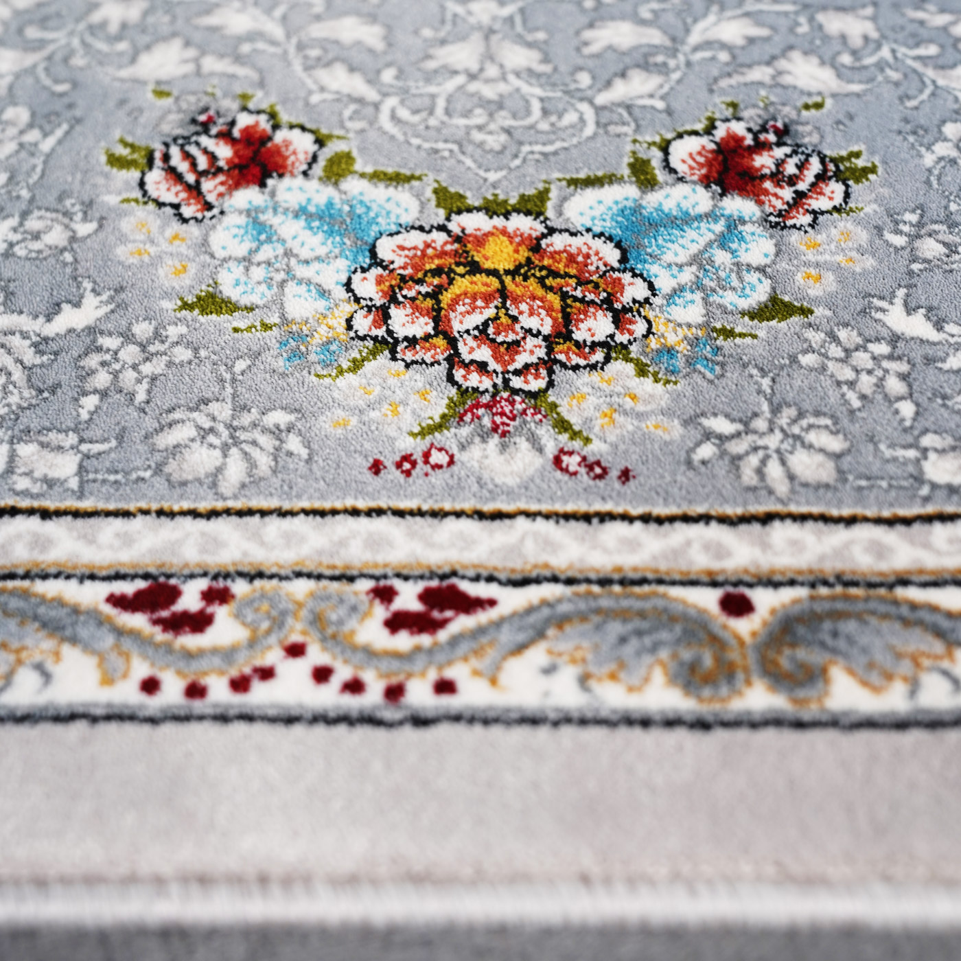 فرش ماشینی 700 شانه تراکم 2550 طرح لاویا سیلور