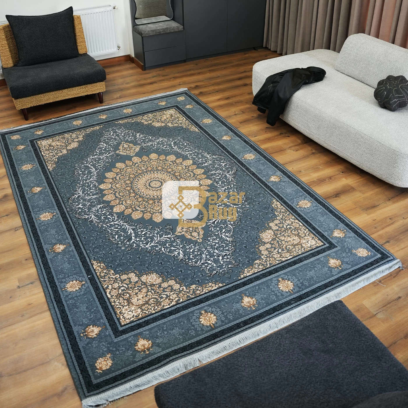  فرش ماشینی 700 شانه تراکم 2550 طرح مهناز دودی