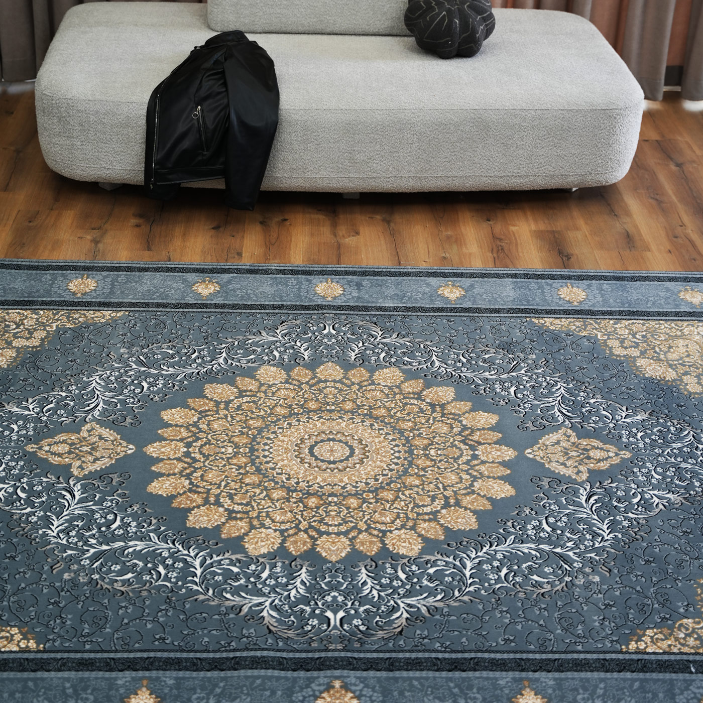  فرش ماشینی 700 شانه تراکم 2550 طرح مهناز دودی