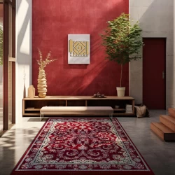 Machine-made carpet, 700 reeds, density 2550, Mahya design Madder red - Bazar Rug - 700 Reeds Machine Made Carpet