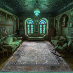 فرش ماشینی ۷۰۰ شانه تراکم ۲۵۵۰ طرح مارینا آبی دودی - بازارفرش - فرش 700 شانه