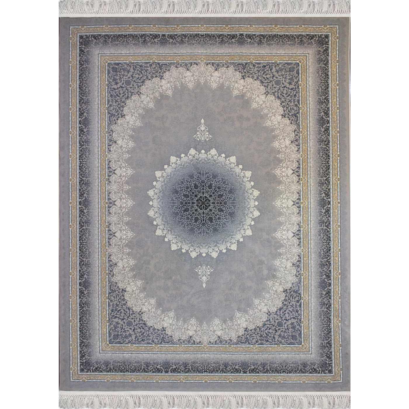 فرش ماشینی 700 شانه تراکم 2550 طرح مهر نقره ای