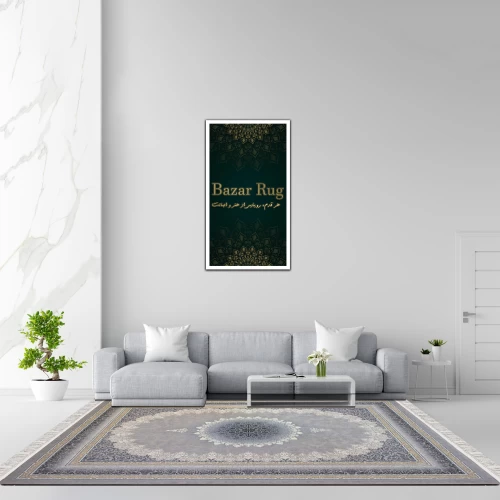 فرش ماشینی 700 شانه تراکم 2550 طرح مهر نقره ای