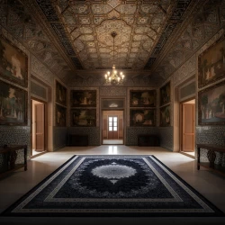 Machine Made Carpet 700 Reeds Density 2550 – Design  Mehr Navy Blue - Bazar Rug - 700 Reeds Machine Made Carpet