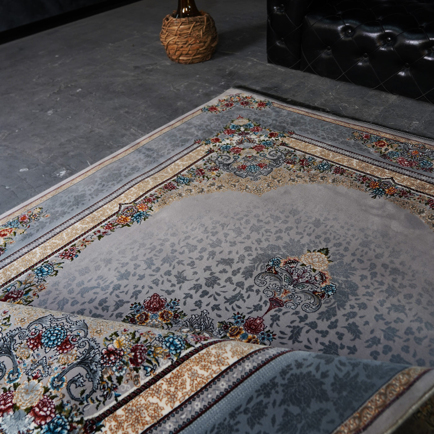 فرش ماشینی 700 شانه تراکم 2550 طرح ملیسا سیلور