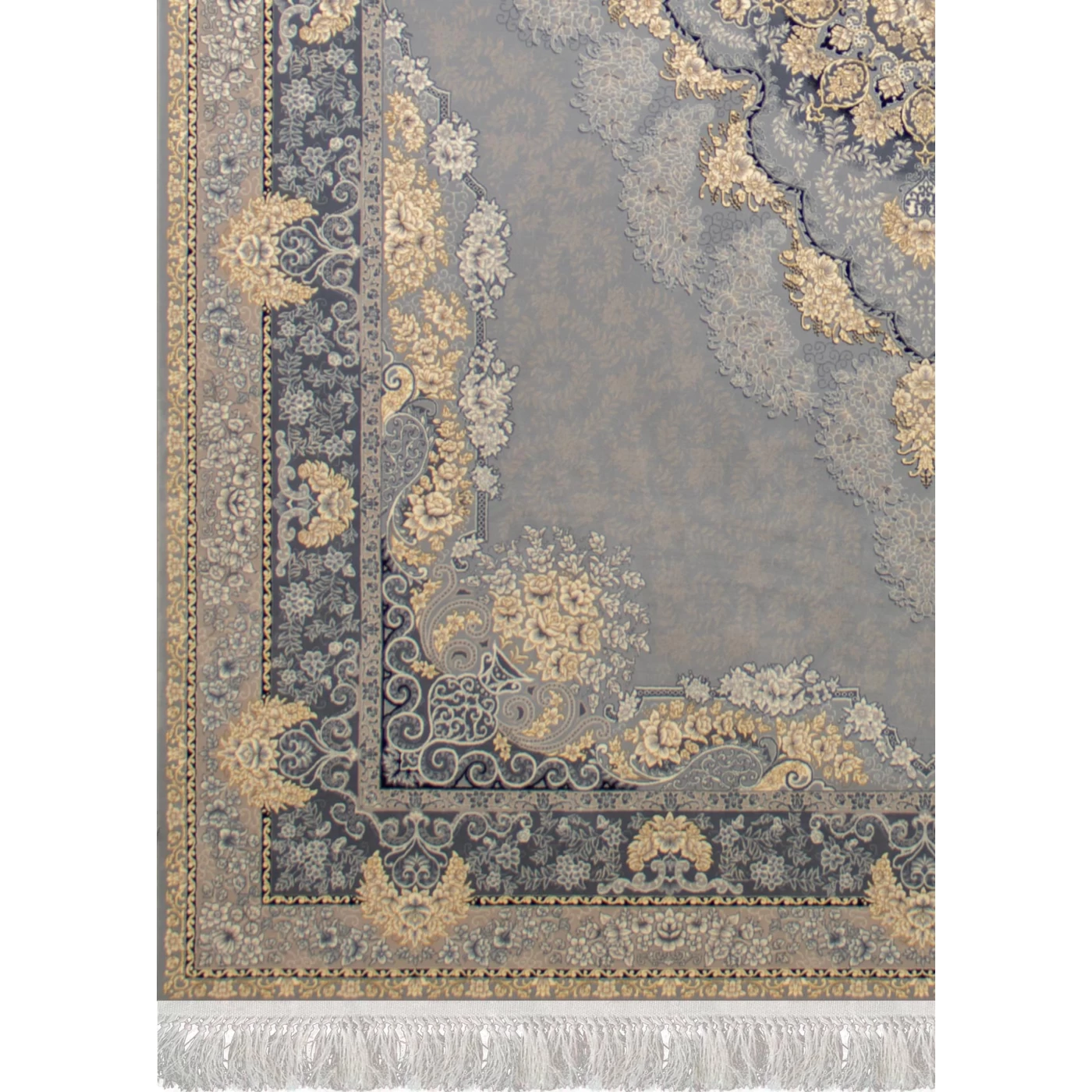 فرش ماشینی 700 شانه تراکم 2550 طرح نارنج نقره ای