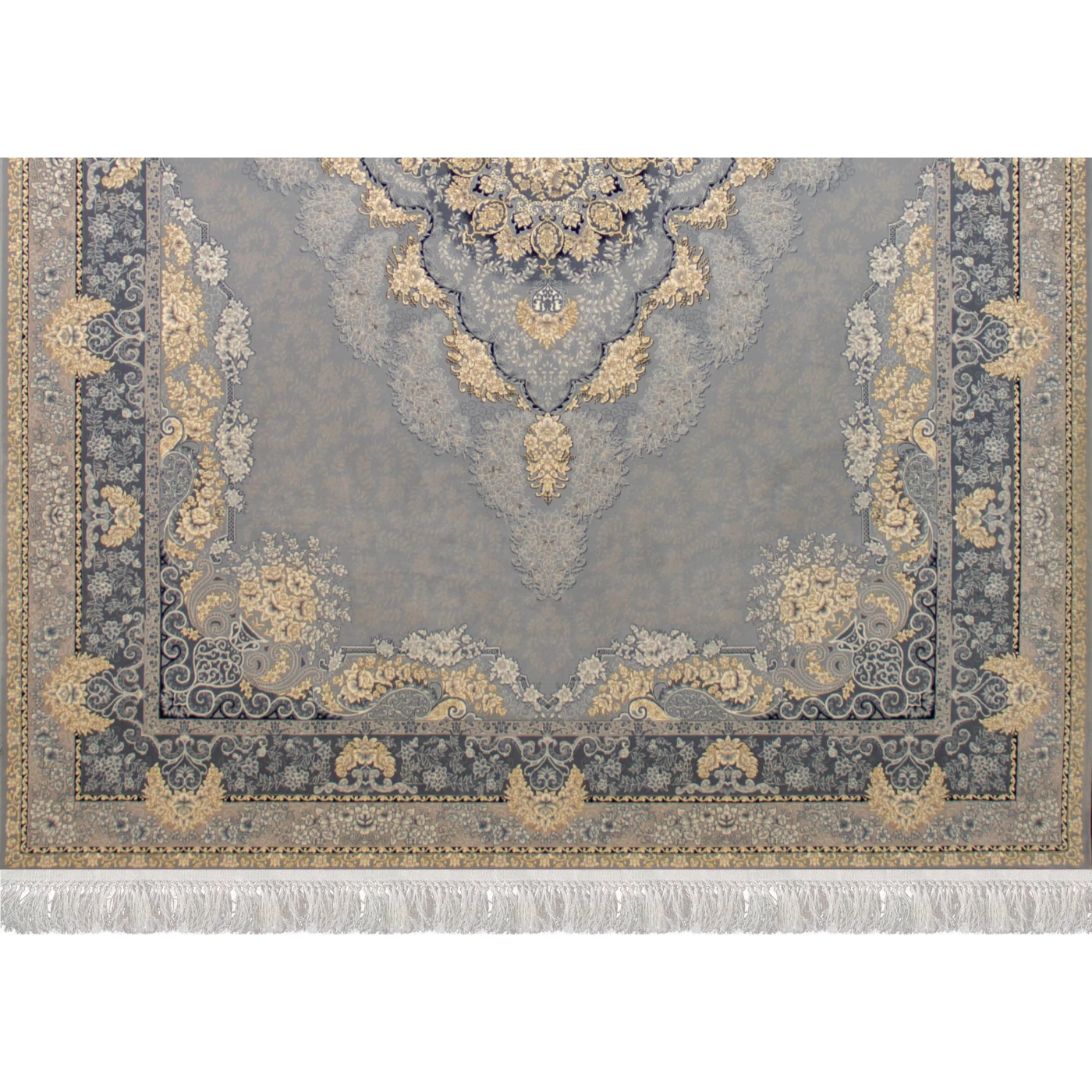 فرش ماشینی 700 شانه تراکم 2550 طرح نارنج نقره ای