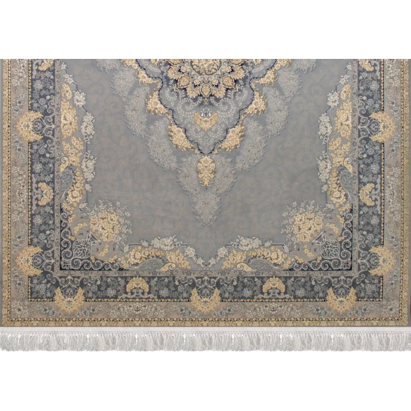 فرش ماشینی 700 شانه تراکم 2550 طرح نارنج نقره ای