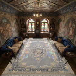 Machine-Made Carpet 700 Reeds, Density 2550, Orange Silver Design - Bazar Rug - 700 Reeds Machine Made Carpet