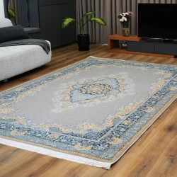 سجادة صناعية ٧٠٠ عقدة كثافة ٢٥٥٠ بنقشة نارنج باللون الفضي - بازار راج - سجادة 700 عقدة عرضية