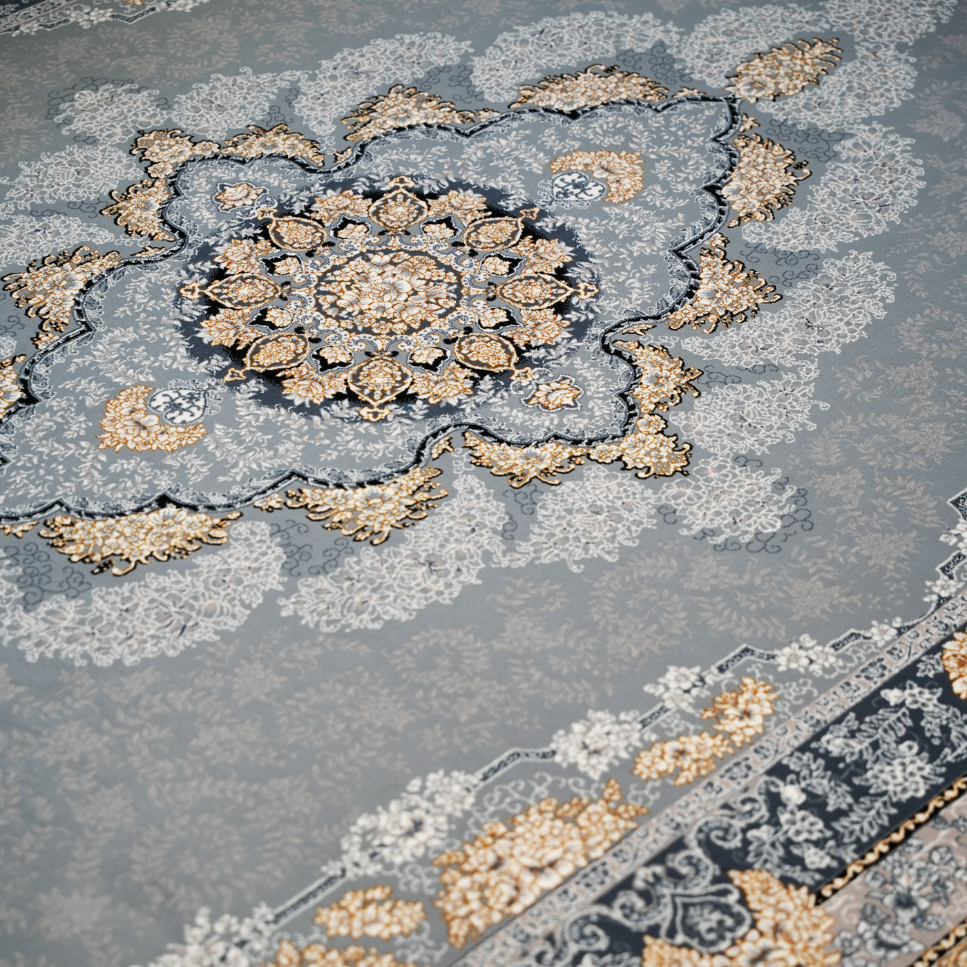 فرش ماشینی 700 شانه تراکم 2550 طرح نارنج ترمه ای