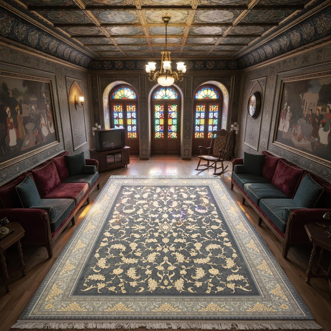 فرش ماشینی 700 شانه تراکم 2550 طرح نگار دودی