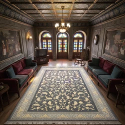 فرش ماشینی 700 شانه تراکم 2550 طرح نگار دودی - بازارفرش - فرش 700 شانه