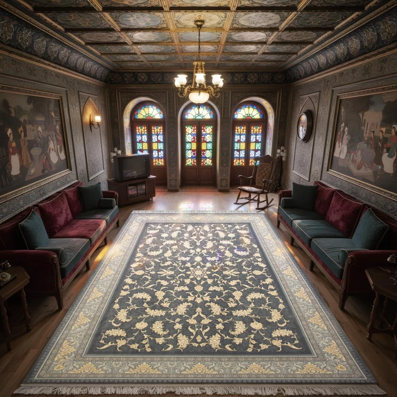 فرش ماشینی 700 شانه تراکم 2550 طرح نگار دودی...