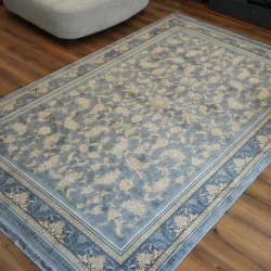 فرش ماشینی 700 شانه تراکم 2550 طرح نگار نقره ای - بازارفرش - فرش 700 شانه