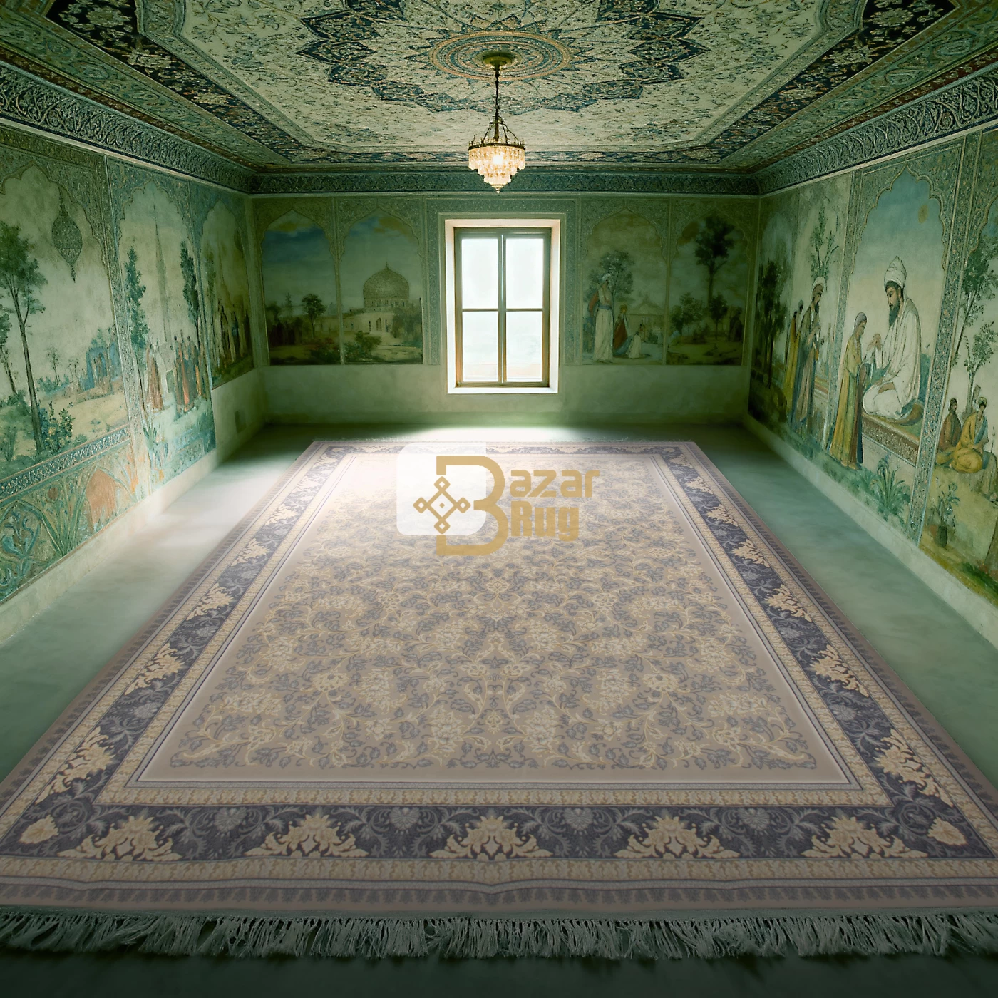 فرش ماشینی 700 شانه تراکم 2550 طرح نگار ترمه ای