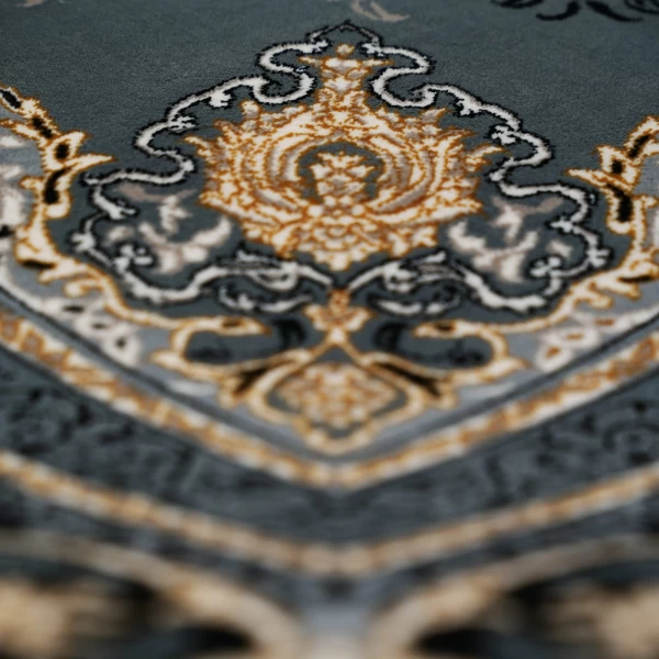 فرش ماشینی ۷۰۰ شانه تراکم ۲۵۵۰ طرح نیلی سرمه‌ ای