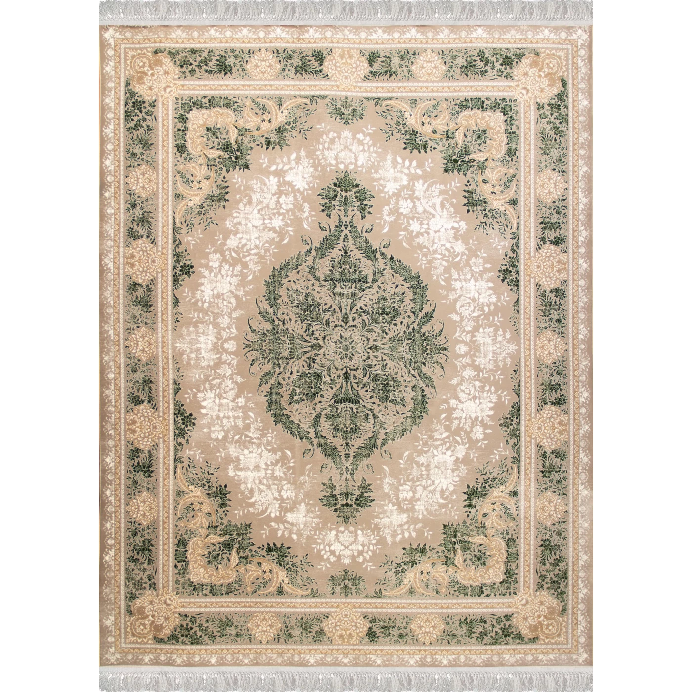 فرش ماشینی 700 شانه تراکم 2550 طرح اپال سبز