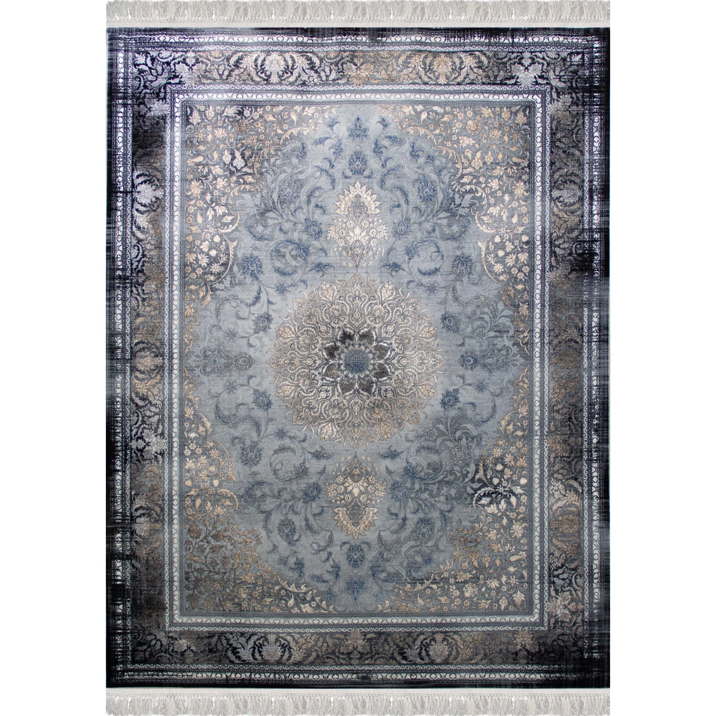 فرش ماشینی ۷۰۰ شانه تراکم ۲۵۵۰ طرح پالاس آبی