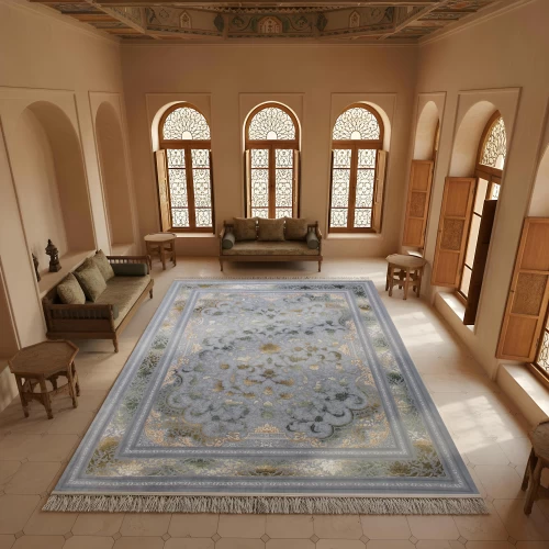 فرش ماشینی ۷۰۰ شانه تراکم ۲۵۵۰ طرح پاناروما سبز نقره‌ ای