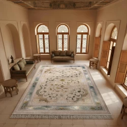 سجاد ماشيني ۷۰۰ شانه تراکم ۲۵۵۰ تصميم باناراما ترمه‌ای - بازار راج - {category}